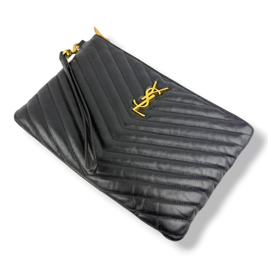 Saint Laurent Cassandre Matalesse Jolie Black Clutch Pouch - Lux Central