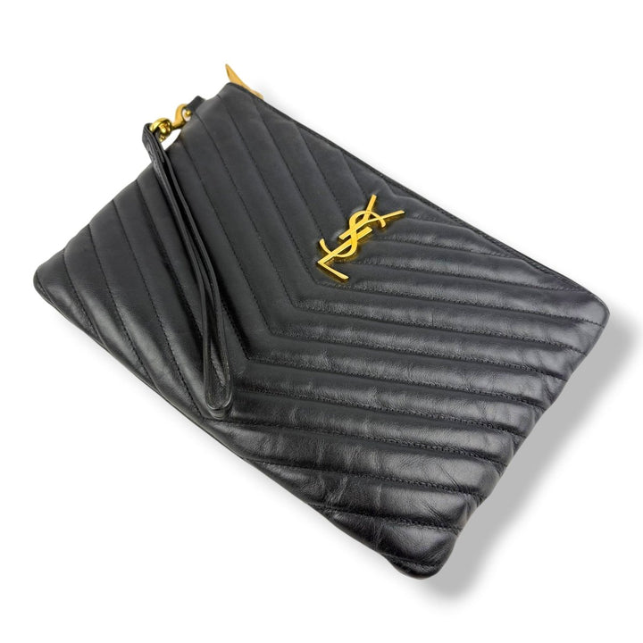 Saint Laurent Cassandre Matalesse Jolie Black Clutch Pouch - Lux Central