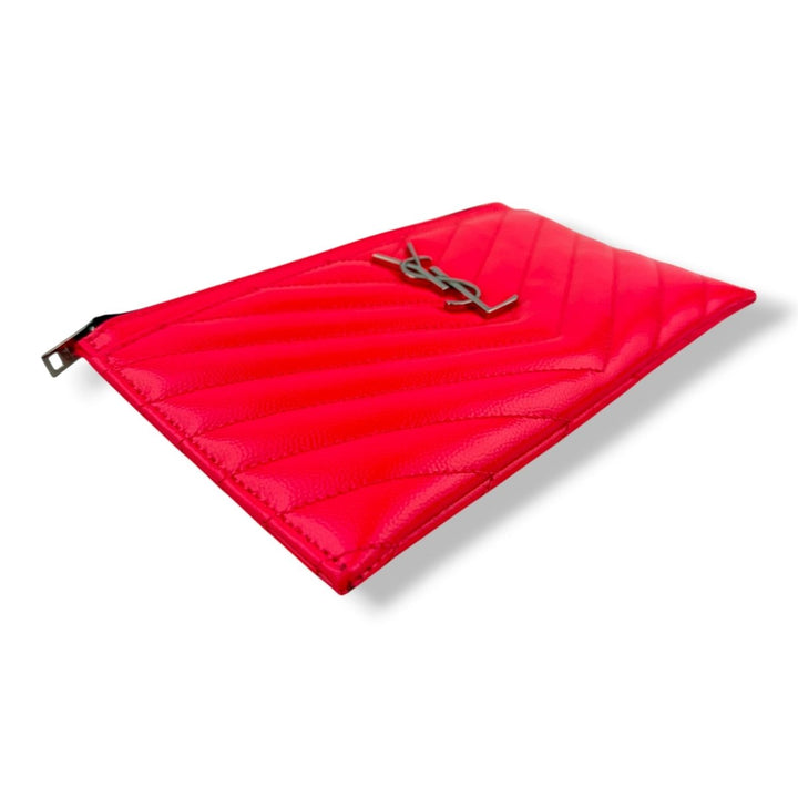 Saint Laurent Cassandre Pink Calfskin Leather Pouch Clutch Bag - Lux Central
