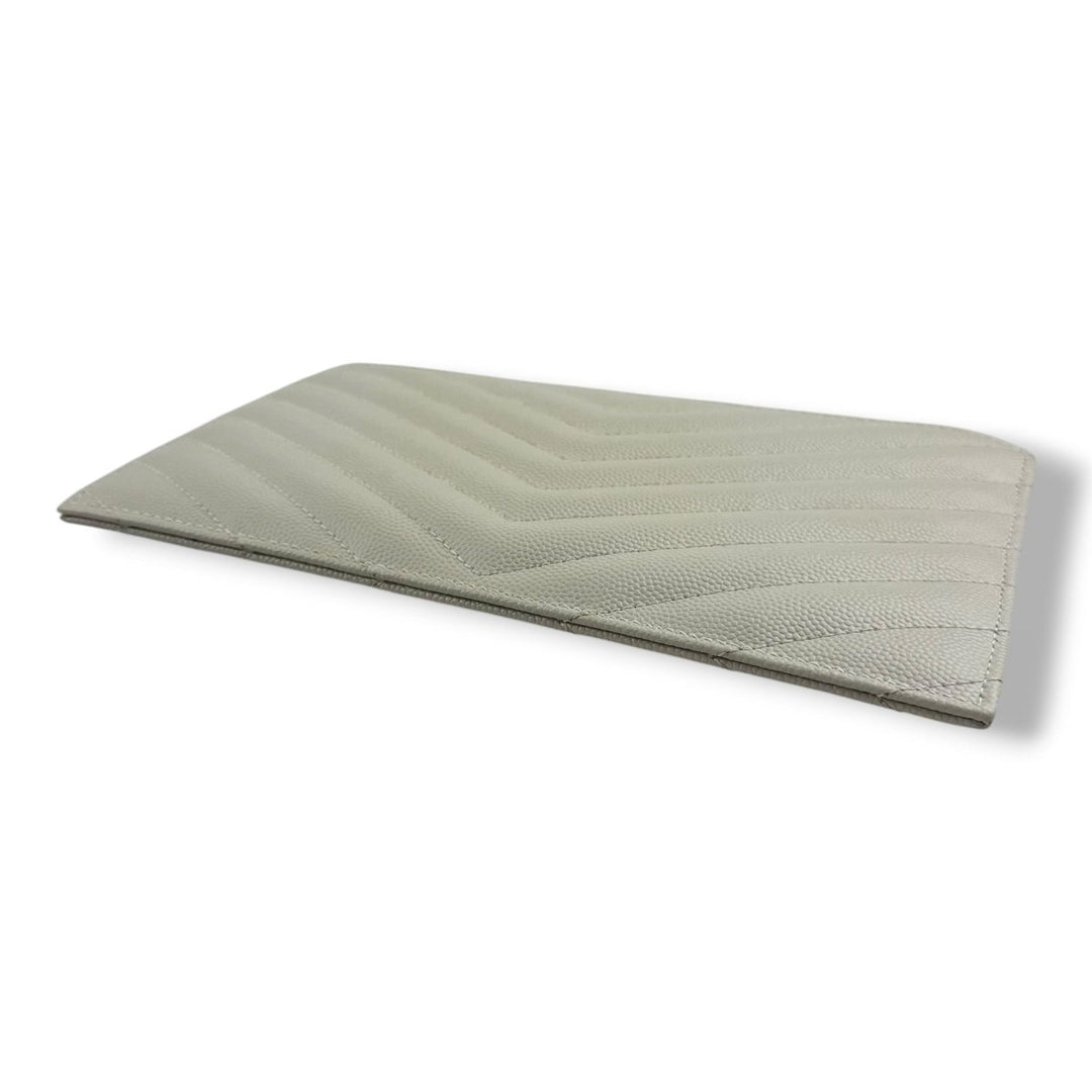 Saint Laurent Cassandre White Calfskin Leather Pouch Clutch Bag - Lux Central