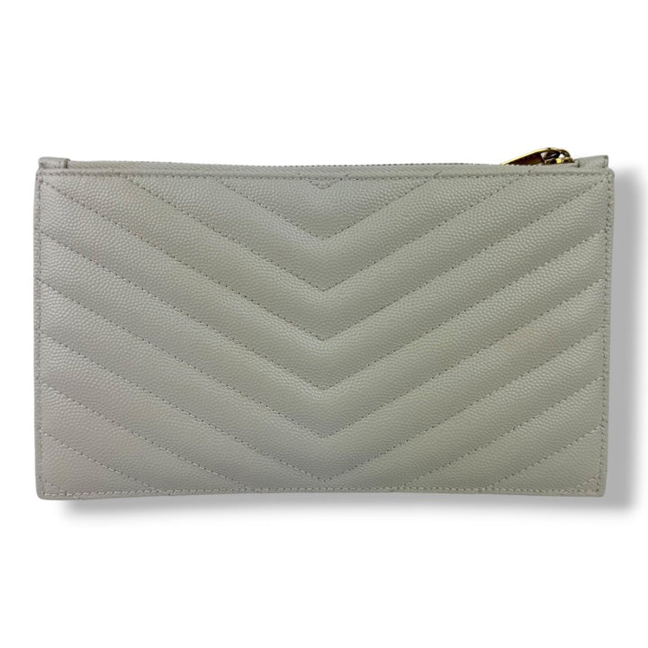 Saint Laurent Cassandre White Calfskin Leather Pouch Clutch Bag - Lux Central