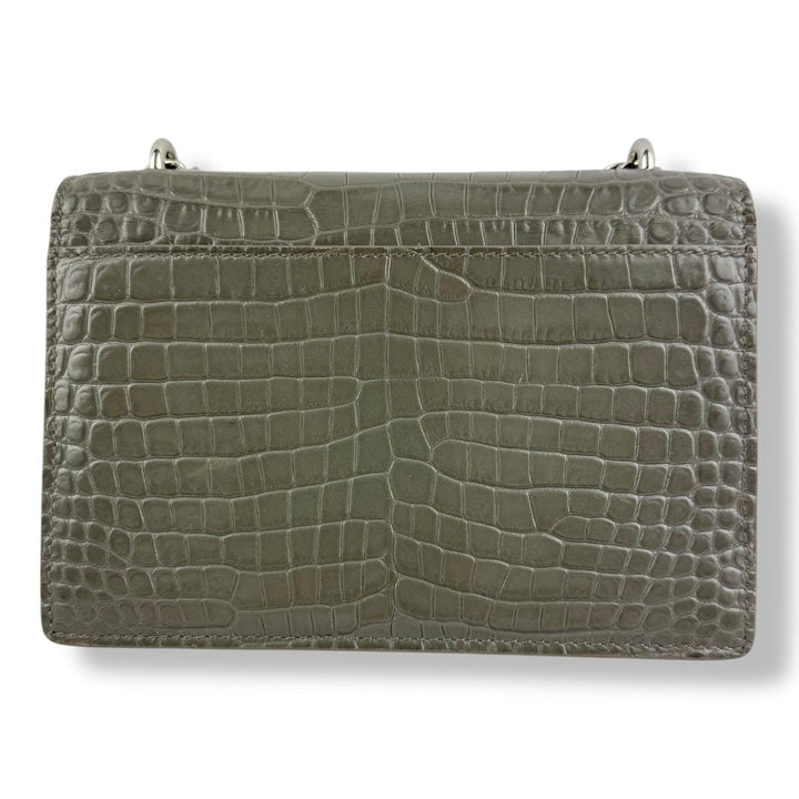 Saint Laurent Grey Croc Embossed Leather Mini Sunset Chain Bag - Lux Central