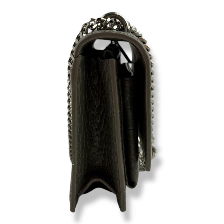 Saint Laurent Grey Croc Embossed Leather Mini Sunset Chain Bag - Lux Central