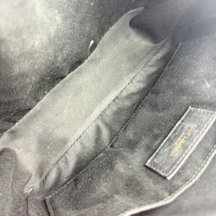 Saint Laurent Medium YSL Beige Lou Black Quilted Leather Crossbody Handbag - Lux Central