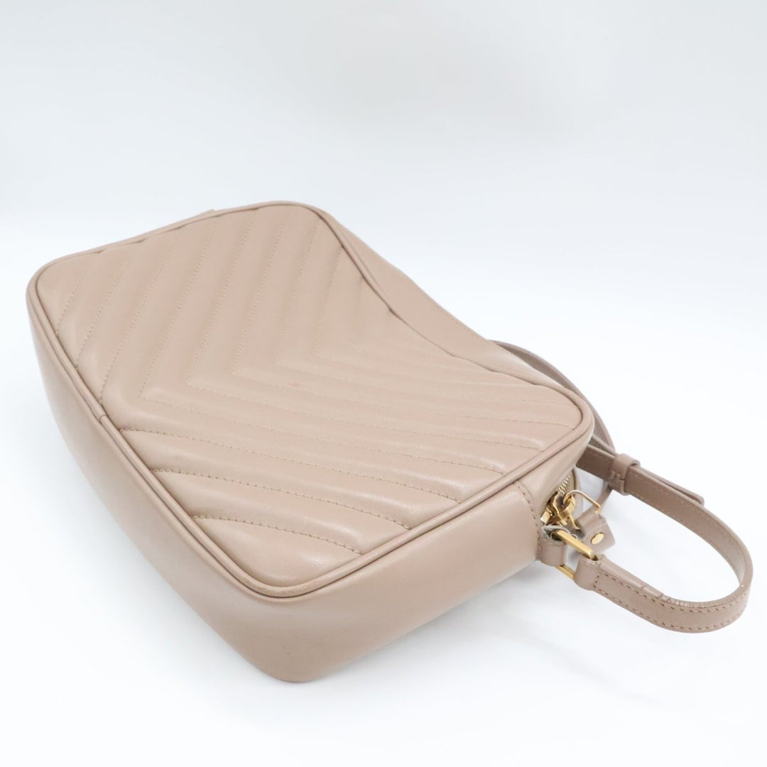 Saint Laurent Medium YSL Beige Lou Quilted Leather Crossbody Handbag - Lux Central
