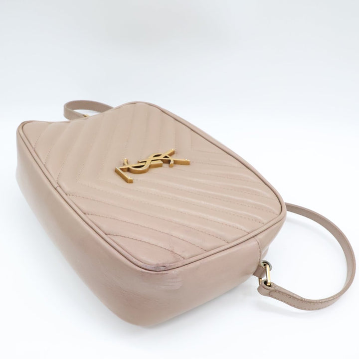 Saint Laurent Medium YSL Beige Lou Quilted Leather Crossbody Handbag - Lux Central
