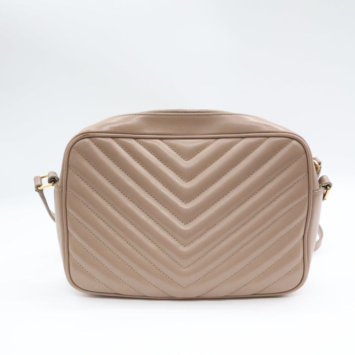 Saint Laurent Medium YSL Beige Lou Quilted Leather Crossbody Handbag - Lux Central