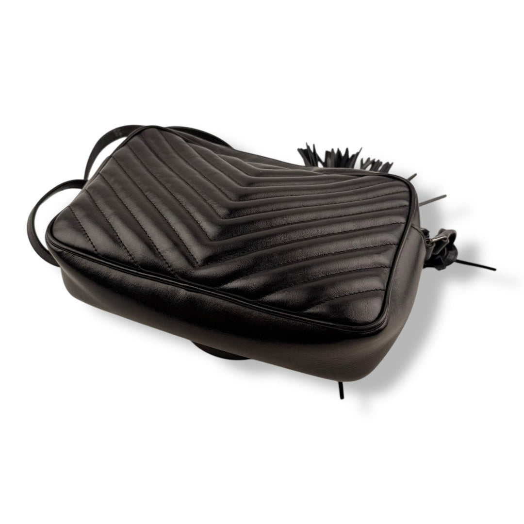 Saint Laurent Medium YSL Black Lou Black Quilted Leather Crossbody Handbag - Lux Central