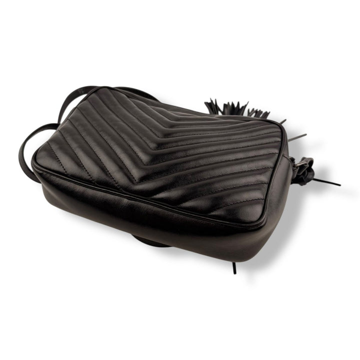 Saint Laurent Medium YSL Black Lou Black Quilted Leather Crossbody Handbag - Lux Central