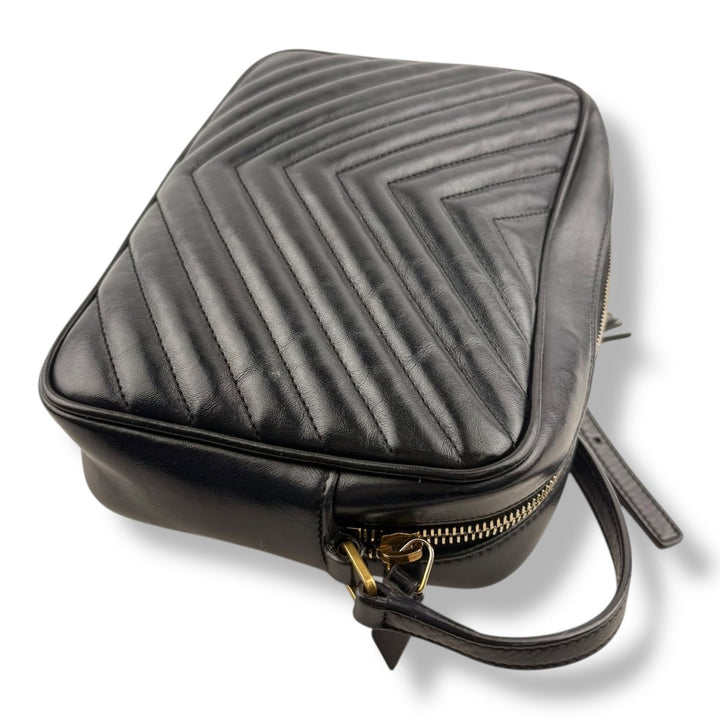 Saint Laurent Medium YSL Black Lou Black Quilted Leather Crossbody Handbag - Lux Central