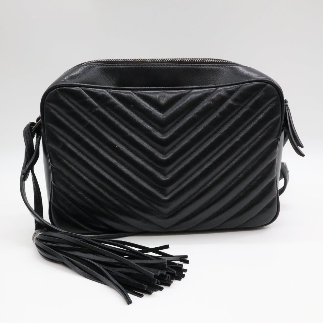 Saint Laurent Medium YSL Black Lou Black Quilted Leather Crossbody Handbag - Lux Central