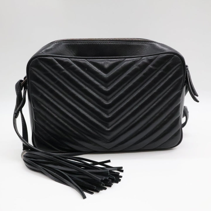 Saint Laurent Medium YSL Black Lou Black Quilted Leather Crossbody Handbag - Lux Central
