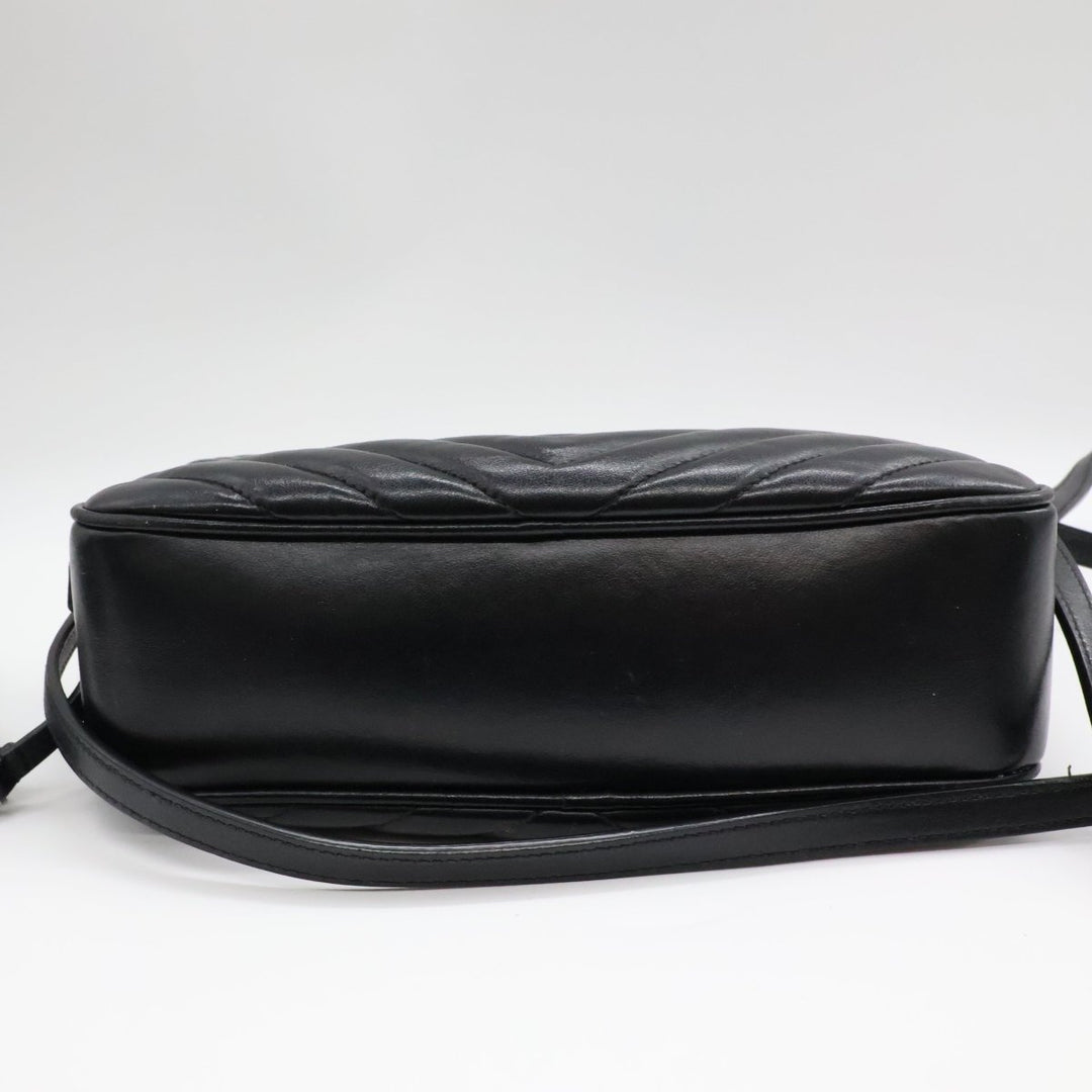 Saint Laurent Medium YSL Black Lou Black Quilted Leather Crossbody Handbag - Lux Central