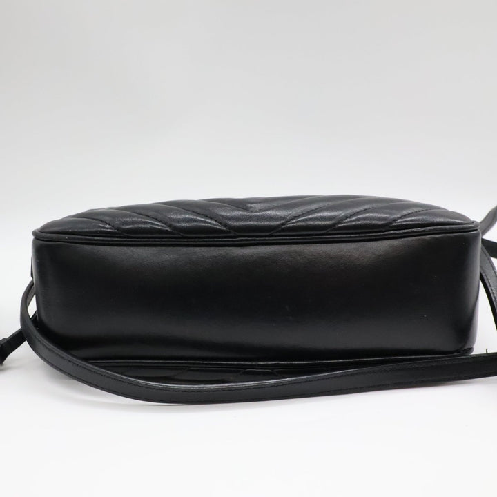 Saint Laurent Medium YSL Black Lou Black Quilted Leather Crossbody Handbag - Lux Central