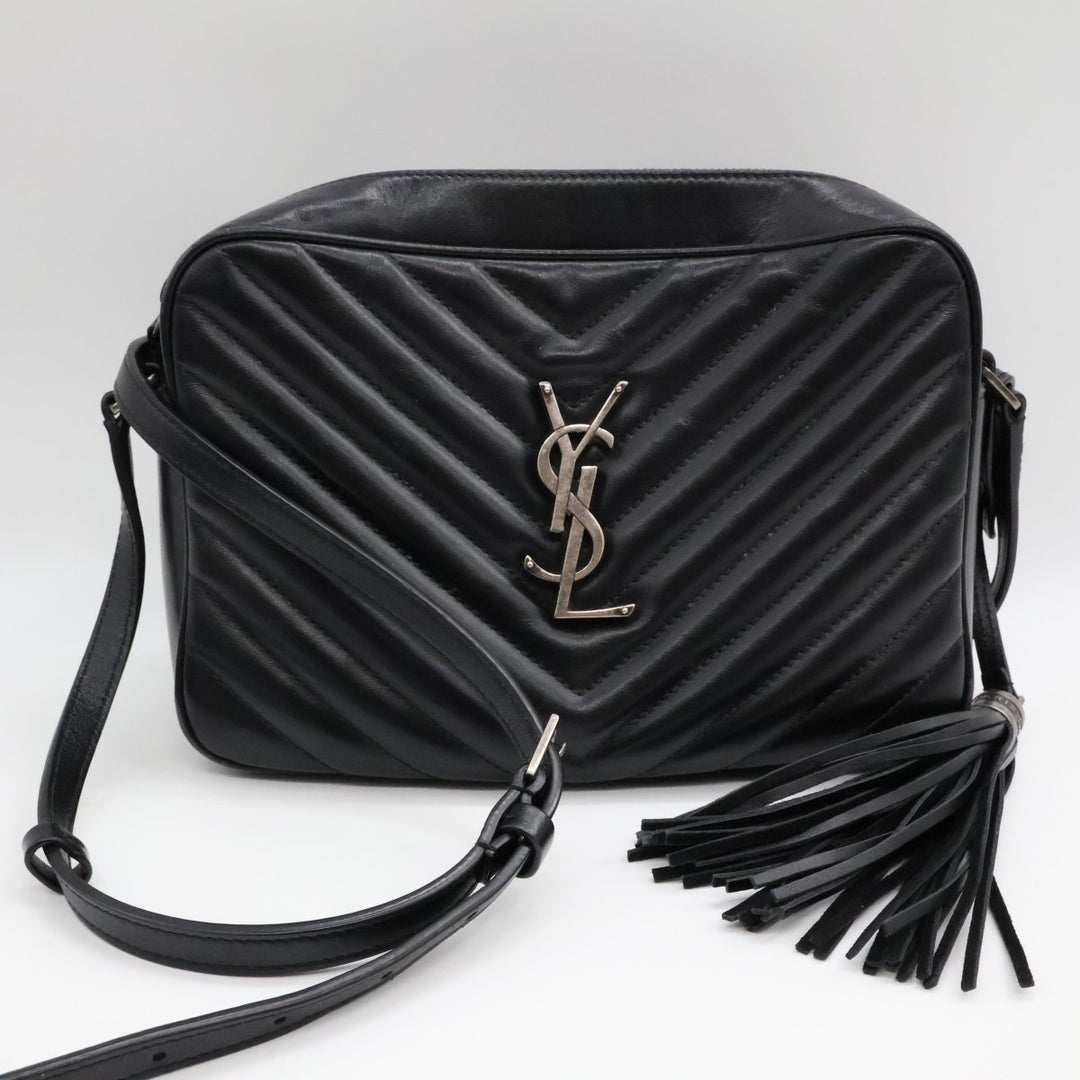 Saint Laurent Medium YSL Black Lou Black Quilted Leather Crossbody Handbag - Lux Central