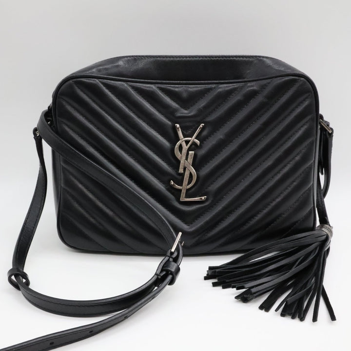 Saint Laurent Medium YSL Black Lou Black Quilted Leather Crossbody Handbag - Lux Central