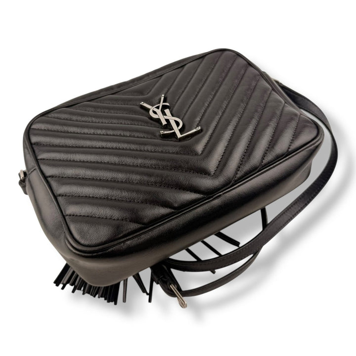 Saint Laurent Medium YSL Black Lou Black Quilted Leather Crossbody Handbag - Lux Central