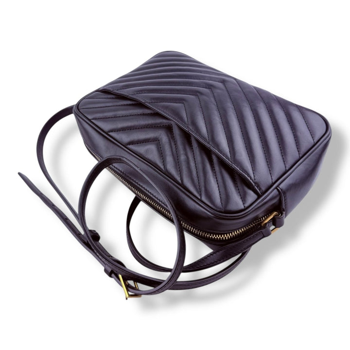 Saint Laurent Medium YSL Black Lou Black Quilted Leather Crossbody Handbag - Lux Central