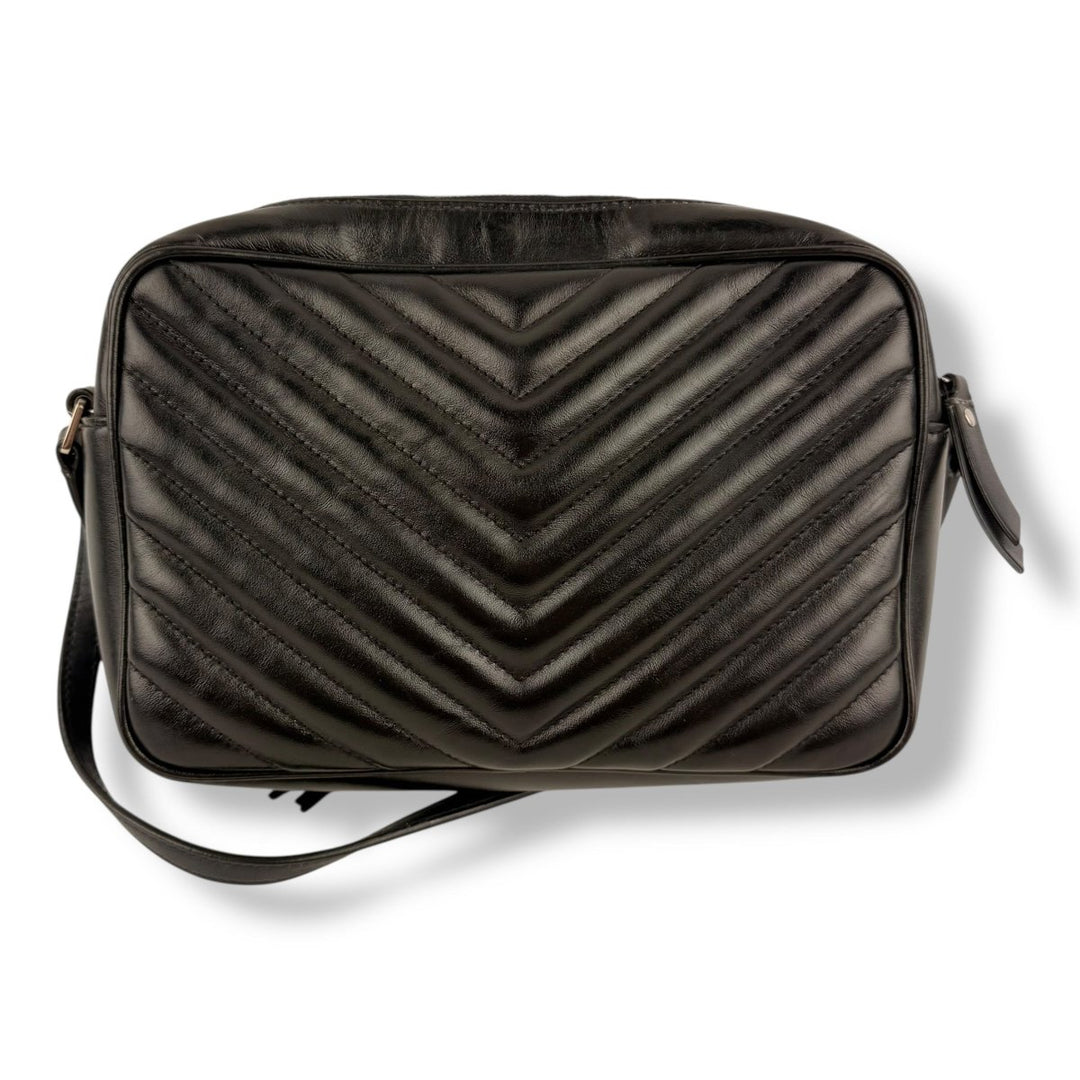 Saint Laurent Medium YSL Black Lou Black Quilted Leather Crossbody Handbag - Lux Central