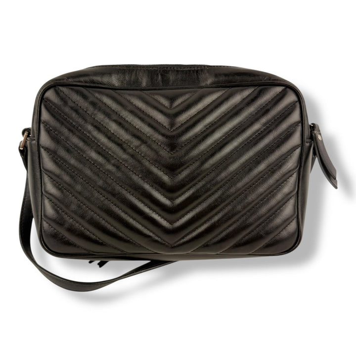 Saint Laurent Medium YSL Black Lou Black Quilted Leather Crossbody Handbag - Lux Central