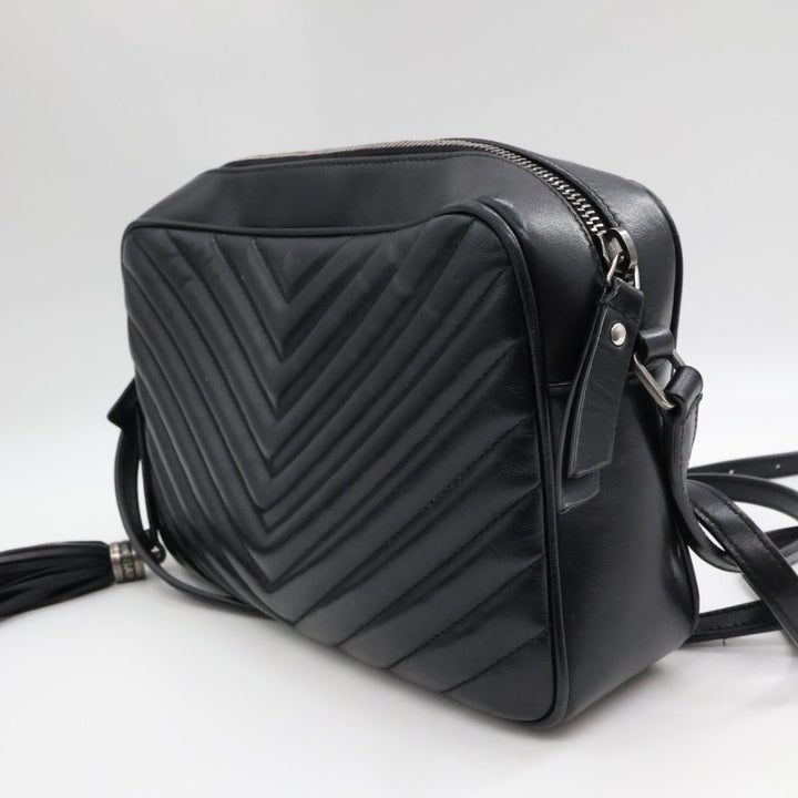 Saint Laurent Medium YSL Black Lou Black Quilted Leather Crossbody Handbag - Lux Central
