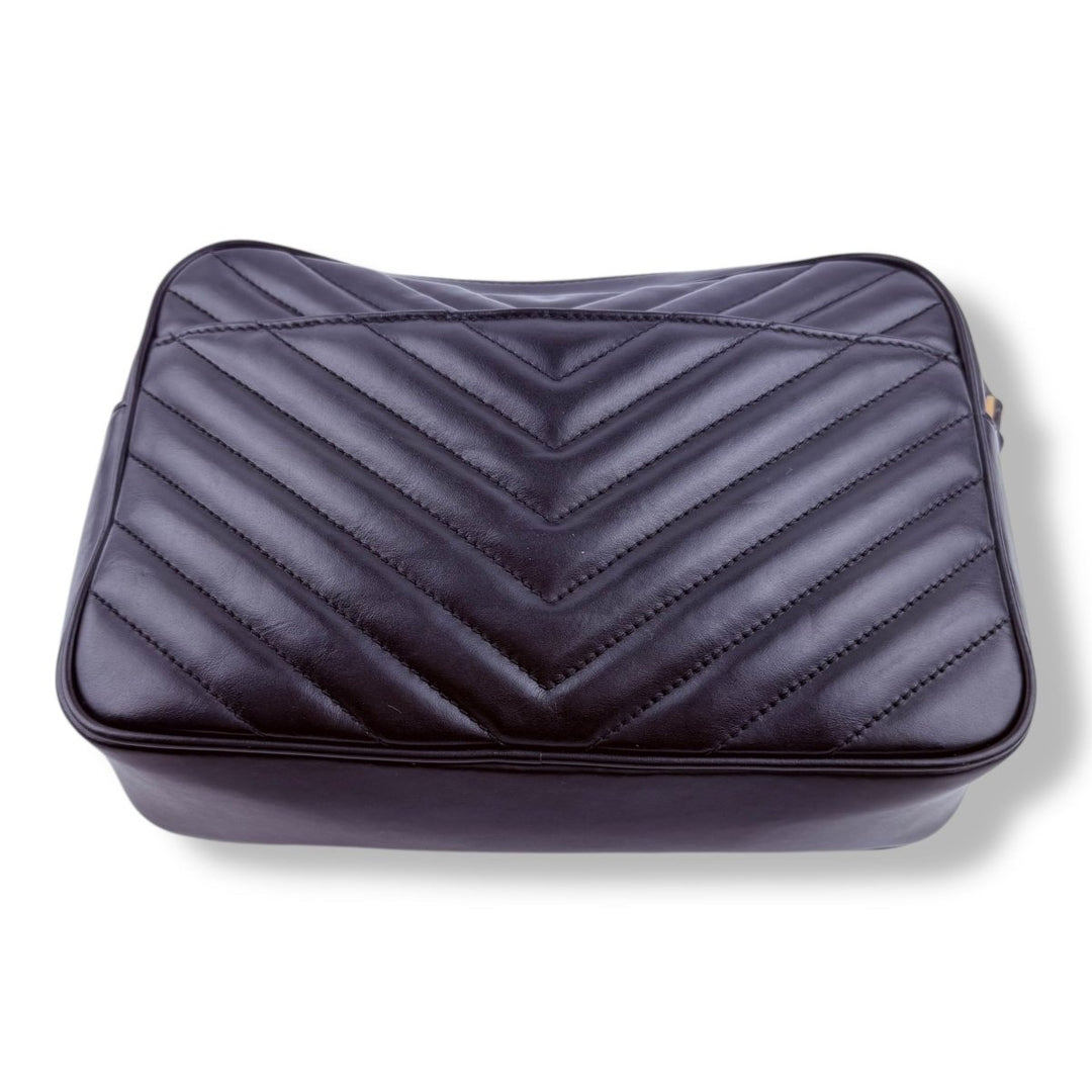 Saint Laurent Medium YSL Black Lou Black Quilted Leather Crossbody Handbag - Lux Central