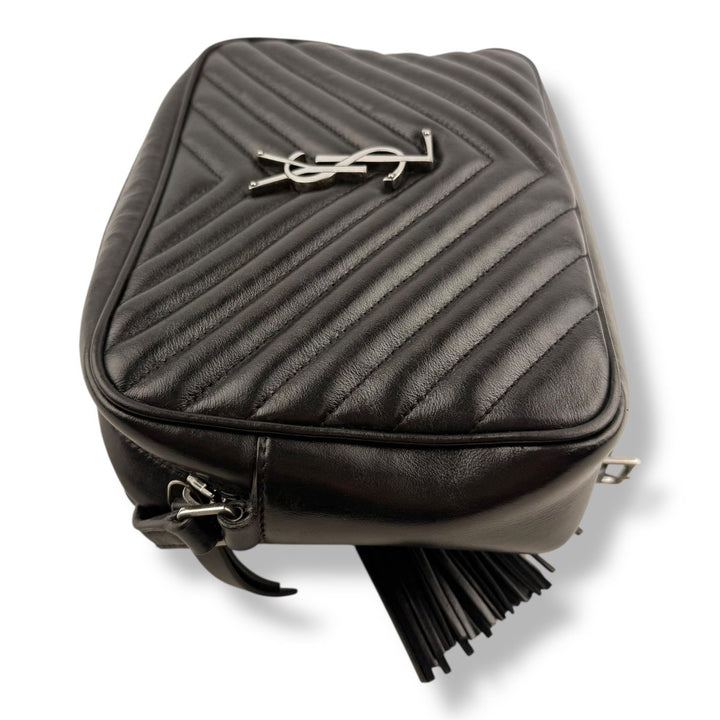 Saint Laurent Medium YSL Black Lou Black Quilted Leather Crossbody Handbag - Lux Central