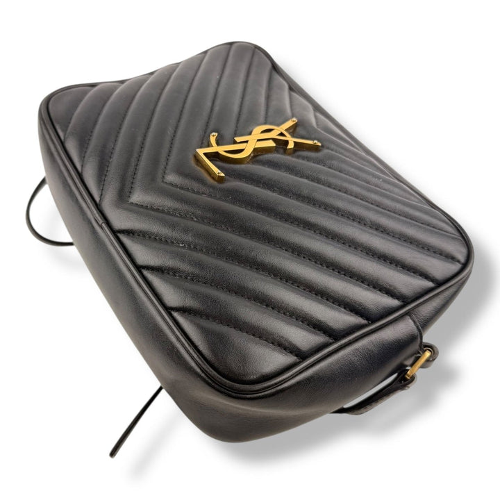 Saint Laurent Medium YSL Black Lou Black Quilted Leather Crossbody Handbag - Lux Central