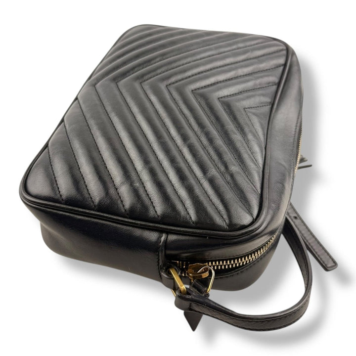Saint Laurent Medium YSL Black Lou Black Quilted Leather Crossbody Handbag - Lux Central