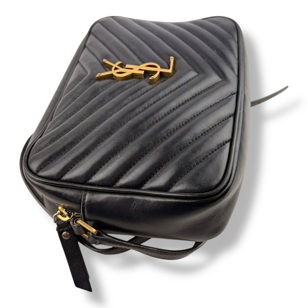 Saint Laurent Medium YSL Black Lou Black Quilted Leather Crossbody Handbag - Lux Central