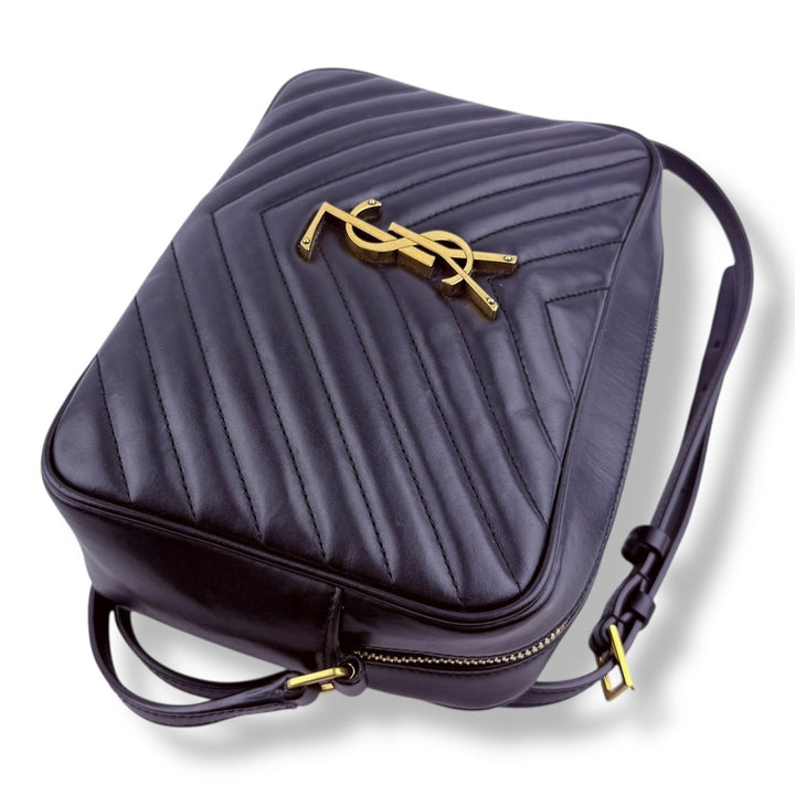 Saint Laurent Medium YSL Black Lou Black Quilted Leather Crossbody Handbag - Lux Central