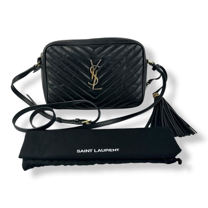 Saint Laurent Medium YSL Black Lou Black Quilted Leather Crossbody Handbag - Lux Central