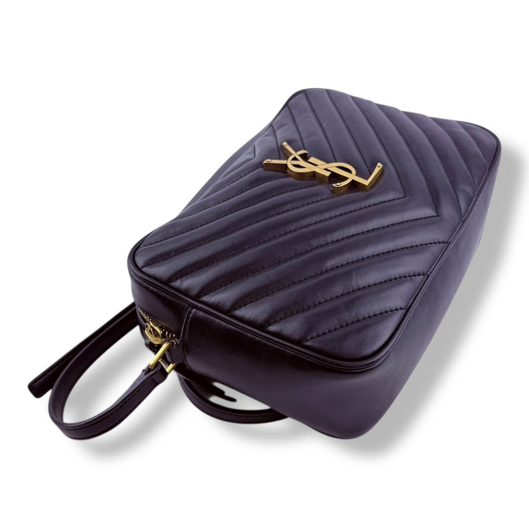 Saint Laurent Medium YSL Black Lou Black Quilted Leather Crossbody Handbag - Lux Central