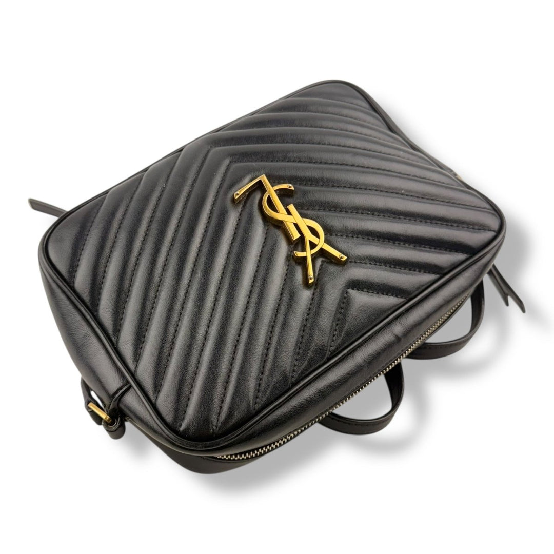 Saint Laurent Medium YSL Black Lou Black Quilted Leather Crossbody Handbag - Lux Central
