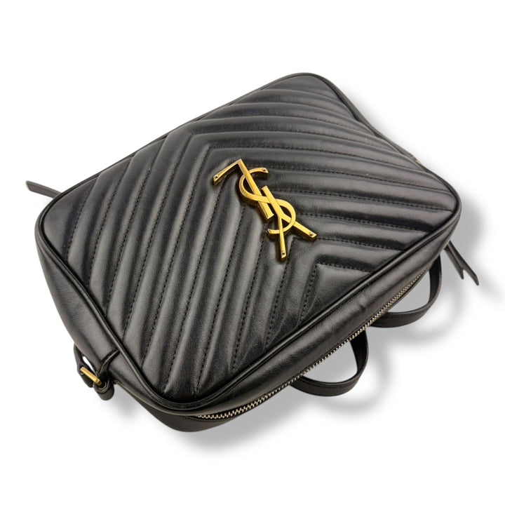 Saint Laurent Medium YSL Black Lou Black Quilted Leather Crossbody Handbag - Lux Central