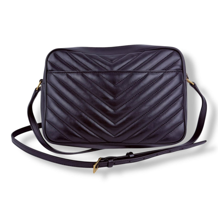 Saint Laurent Medium YSL Black Lou Black Quilted Leather Crossbody Handbag - Lux Central