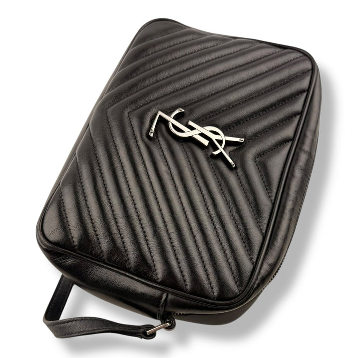 Saint Laurent Medium YSL Black Lou Black Quilted Leather Crossbody Handbag - Lux Central