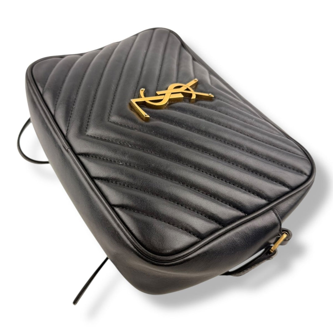 Saint Laurent Medium YSL Black Lou Black Quilted Leather Crossbody Handbag - Lux Central