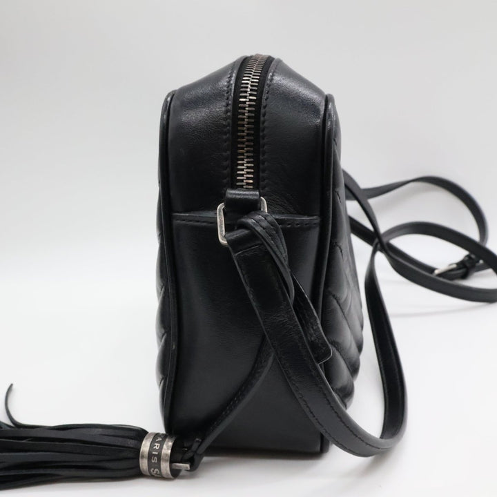 Saint Laurent Medium YSL Black Lou Black Quilted Leather Crossbody Handbag - Lux Central