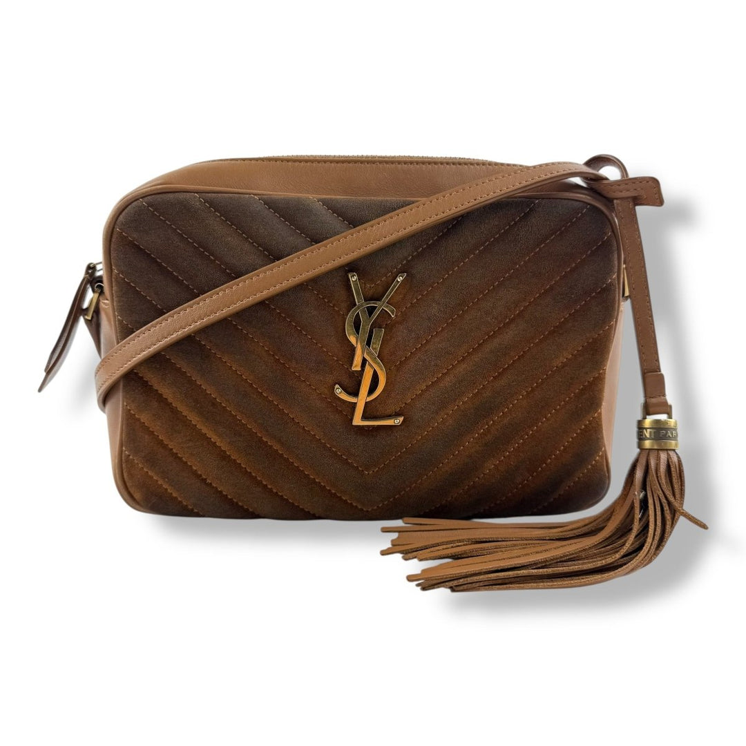 Saint Laurent Medium YSL Brown/Tan Lou Camera Suede/Leather