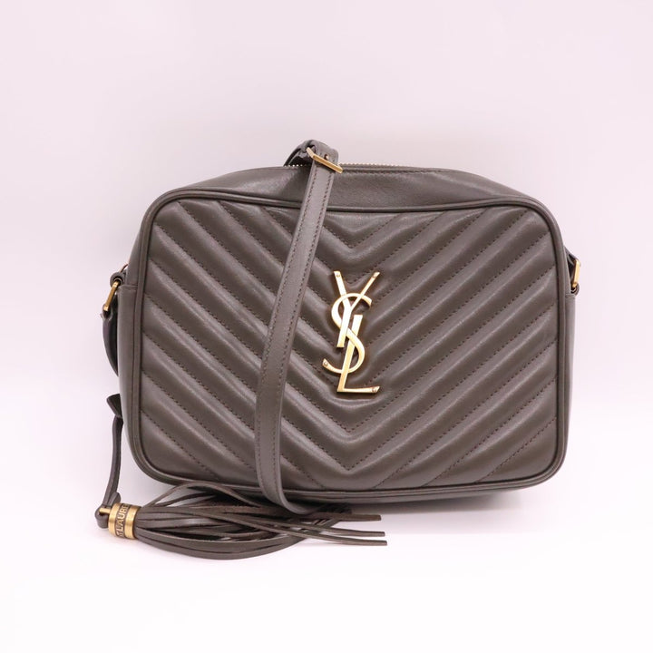 Saint Laurent Medium YSL Olive Lou Quilted Leather Crossbody Handbag - Lux Central