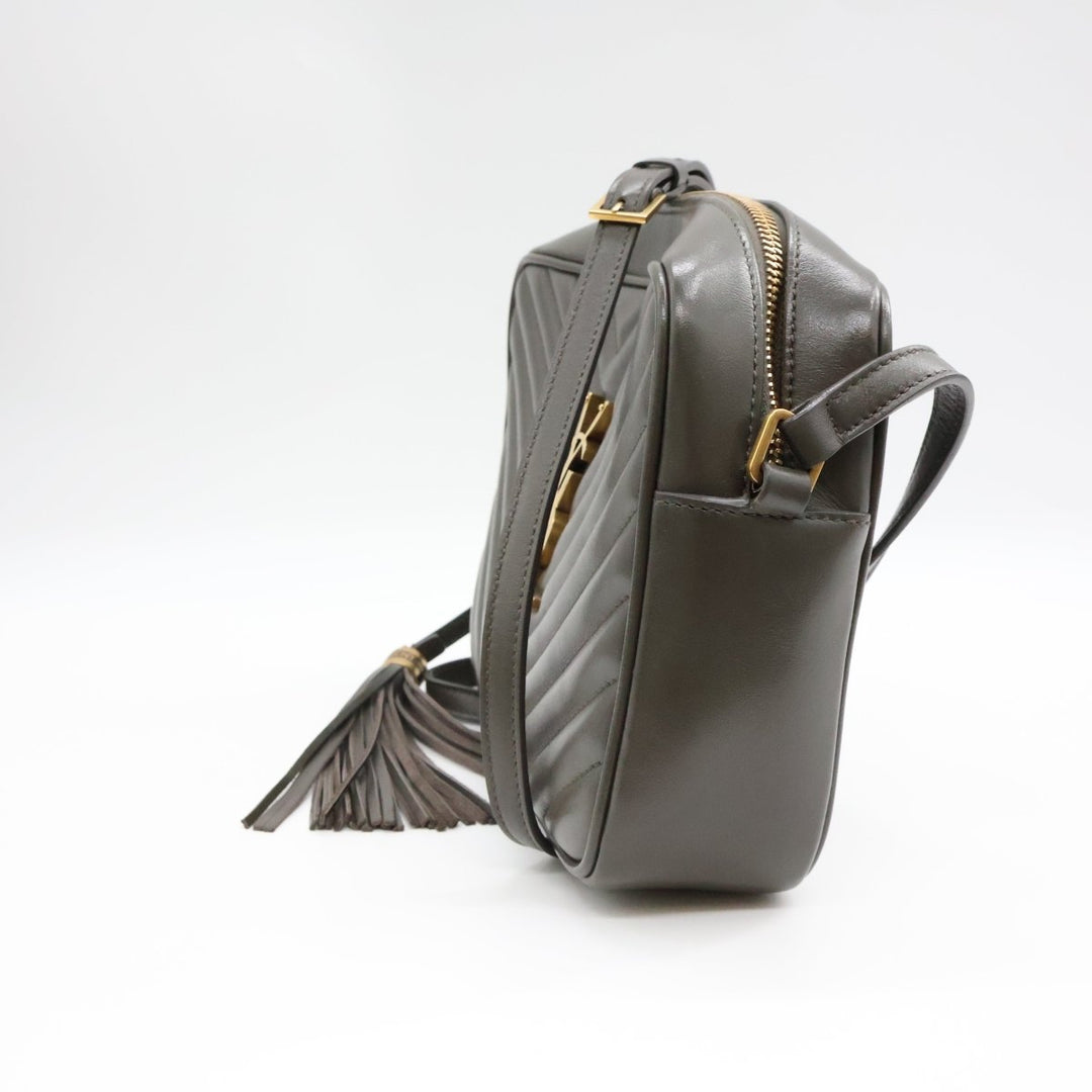 Saint Laurent Medium YSL Olive Lou Quilted Leather Crossbody Handbag - Lux Central