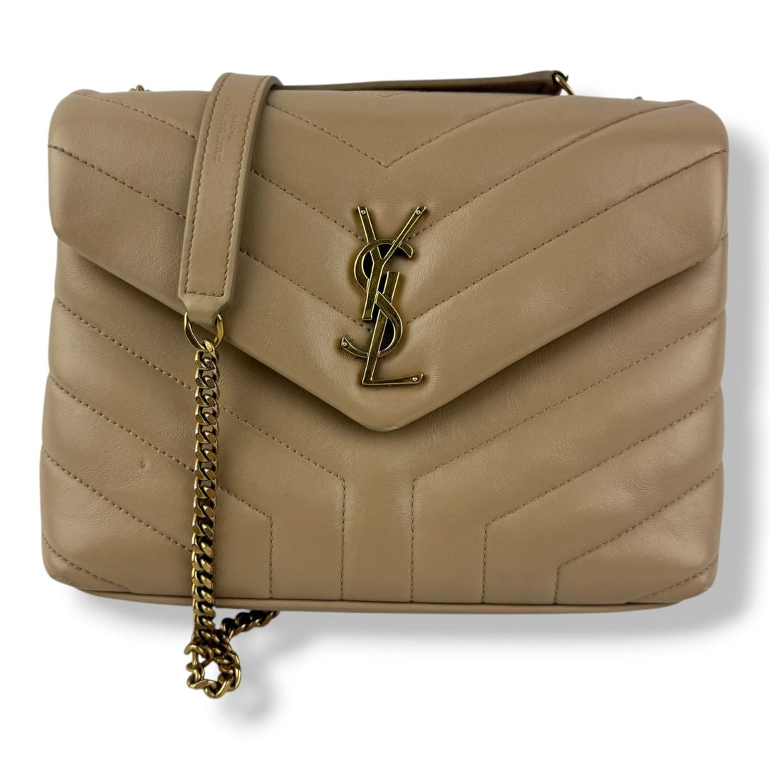 Saint Laurent YSL Beige LouLou Small Quilted Leather Handbag - Lux Central