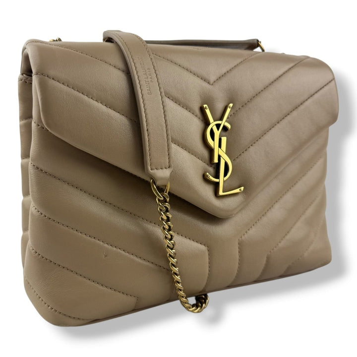 Saint Laurent YSL Beige LouLou Small Quilted Leather Handbag - Lux Central