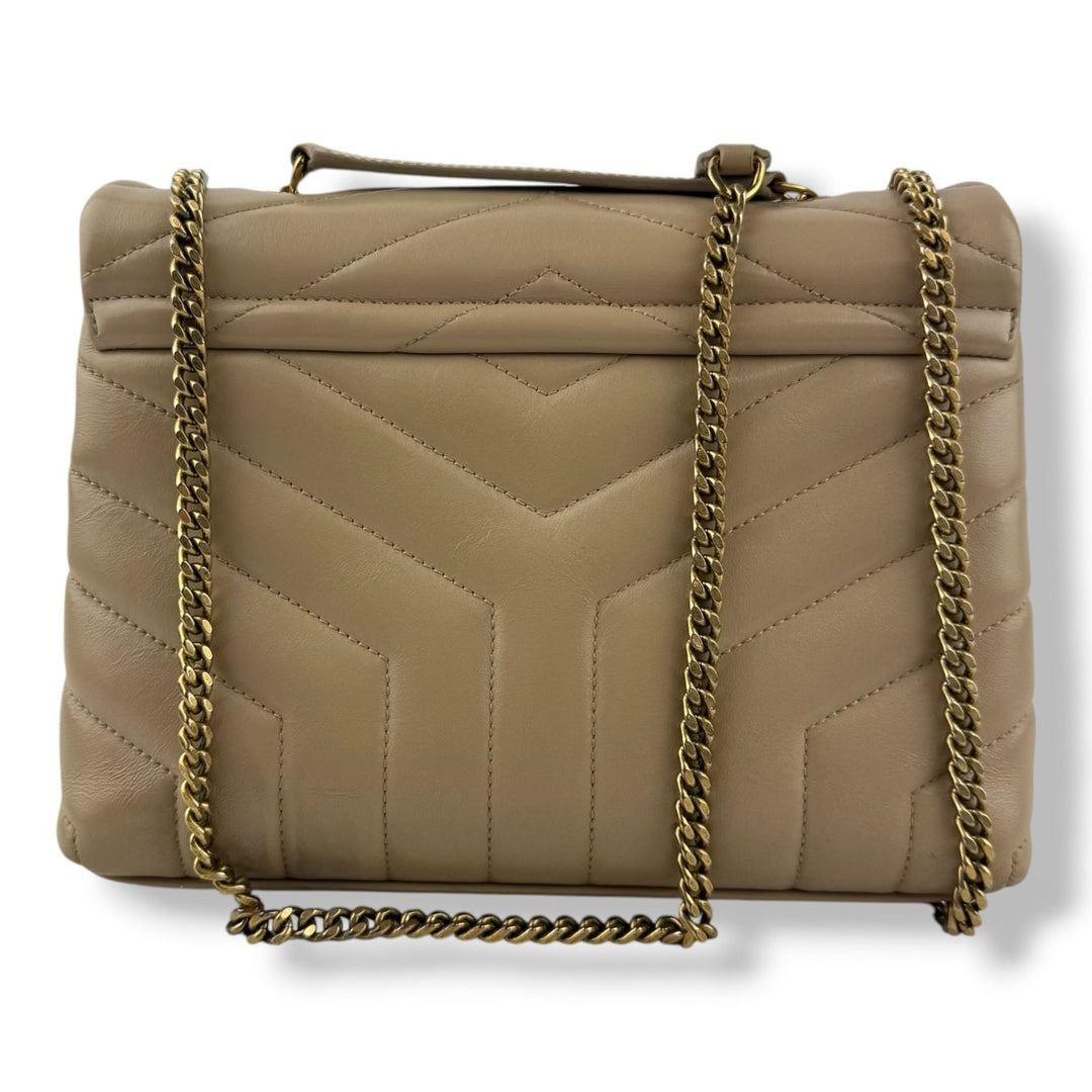 Saint Laurent YSL Beige LouLou Small Quilted Leather Handbag - Lux Central