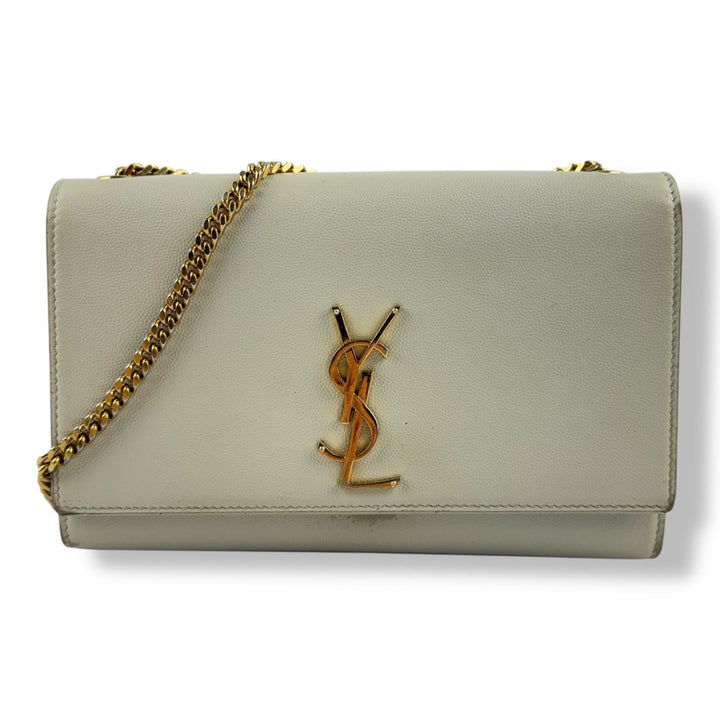 Saint Laurent YSL Beige Medium Kate Leather Handbag - Lux Central