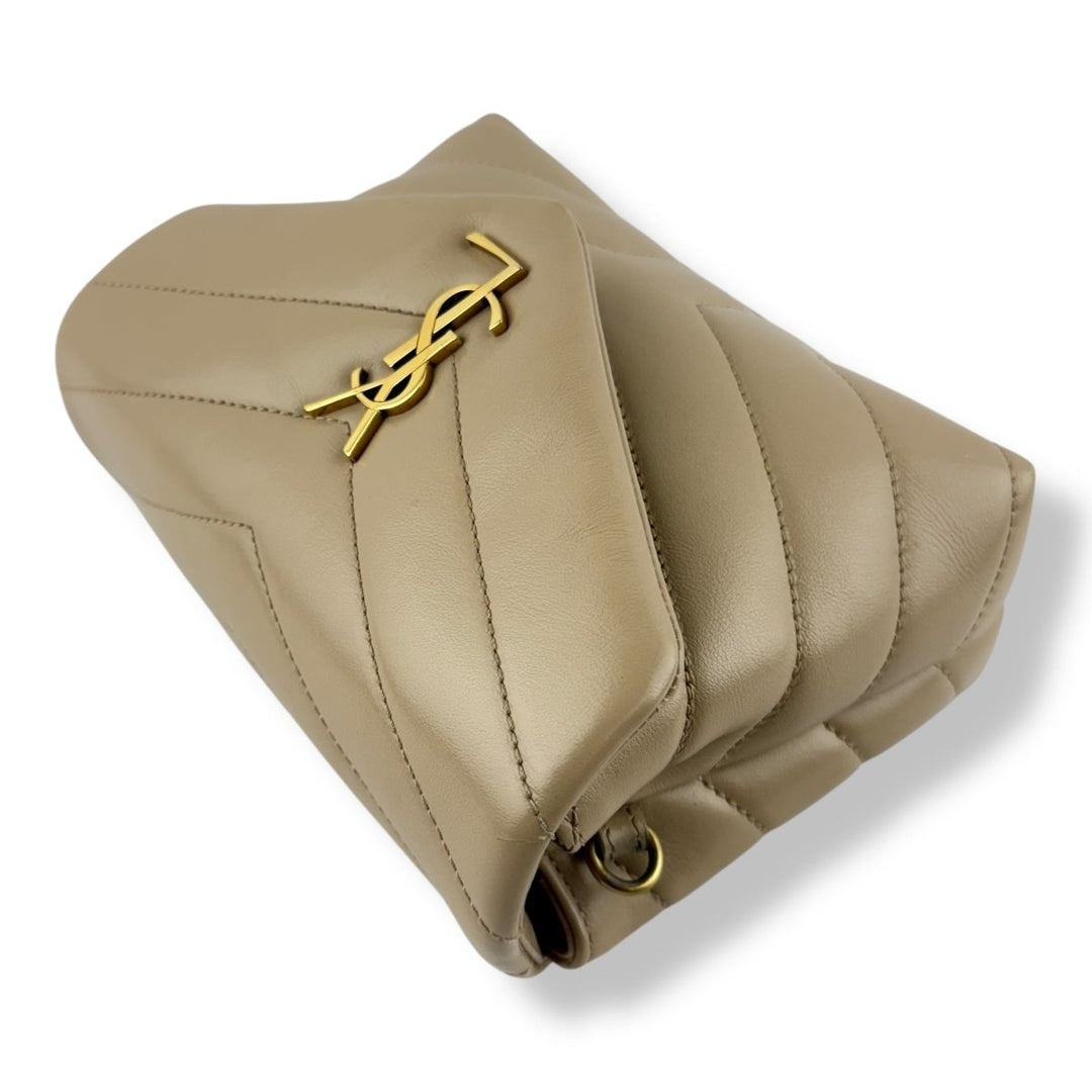 Saint Laurent YSL Beige Toy LouLou Quilted Leather Handbag - Lux Central