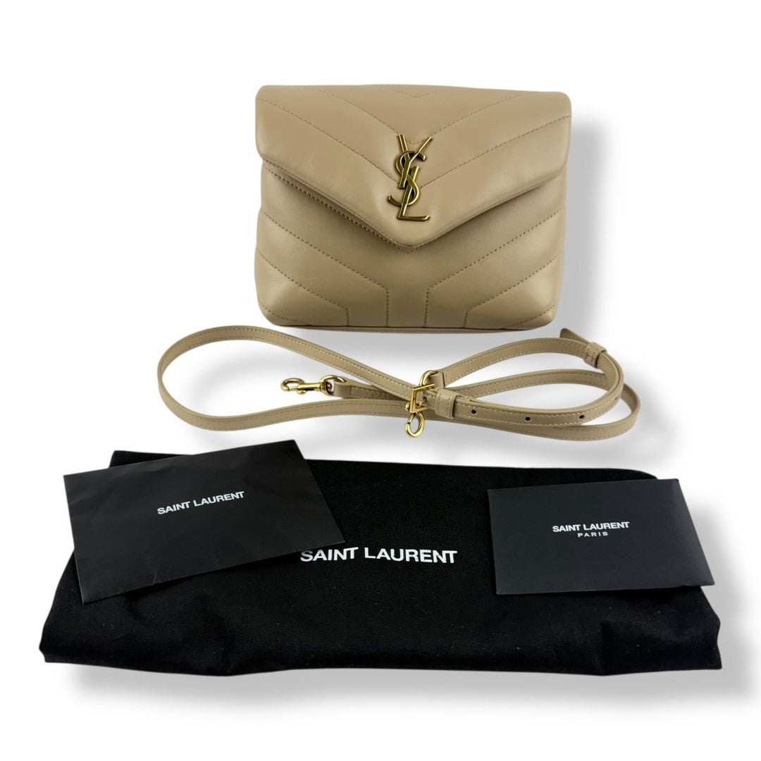 Saint Laurent YSL Beige Toy LouLou Quilted Leather Handbag - Lux Central