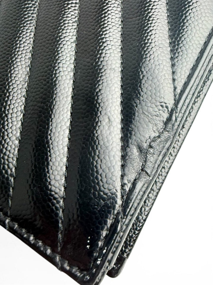 Saint Laurent YSL Black Envelope Leather Wallet On Chain Handbag - Lux Central