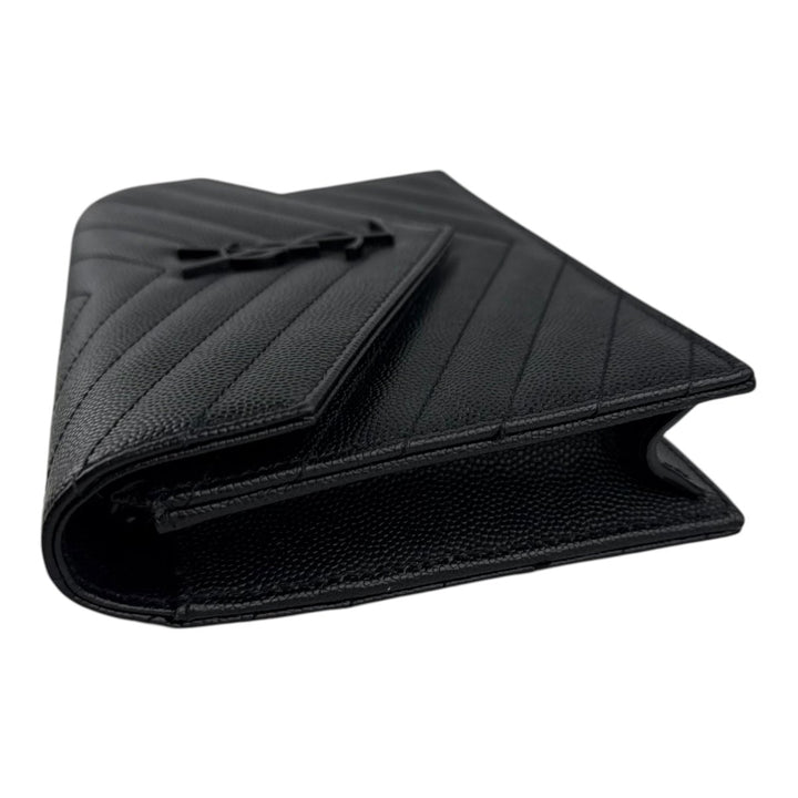 Saint Laurent YSL Black Envelope Leather Wallet On Chain Handbag - Lux Central